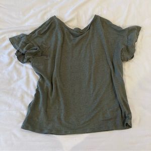 LOFT Army Green Linen T-shirt